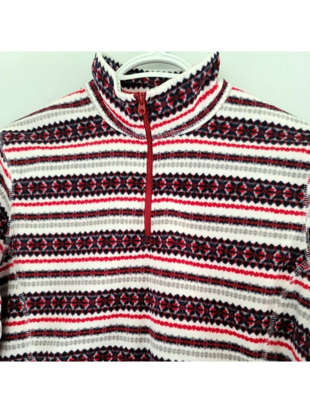 Eddie Bauer Pull-Over Winter Fair Isle Fleece Sweatshirt Size L